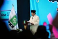 Presiden RI terpilih Prabowo Subianto menghadiri acara 'Forum Legislator PKB' yang digelar di Grand Sahid Jaya, Jakarta. (Dok. Tim Media Prabowo)

