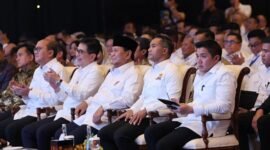 Presiden RI Prabowo Subianto menghadiri Musyawarah Nasional (Munas) konsolidasi persatuan Kamar Dagang dan Industri (Kadin) Indonesia. (Facebook.com @Setkab RI)